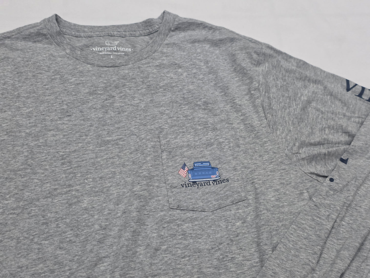 Playera Vineyard Vines Grande L Gris Manga Larga