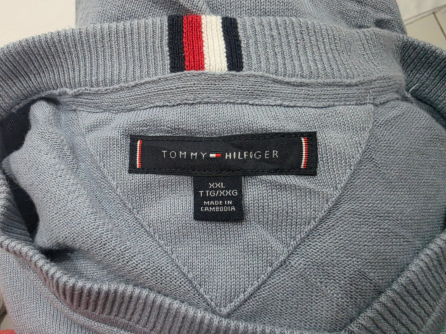 Sueter Tommy Hilfiger 2xgrande Xxl Azul Metalico Cuello V