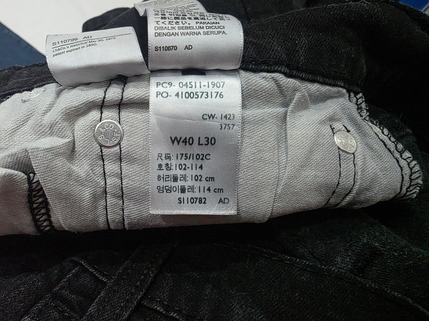 Pantalon Slimfit Levis 511 40x30 Negro