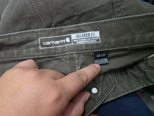 Pantalon Relaxed Fit Carhartt 42x30 Verde Deslavado