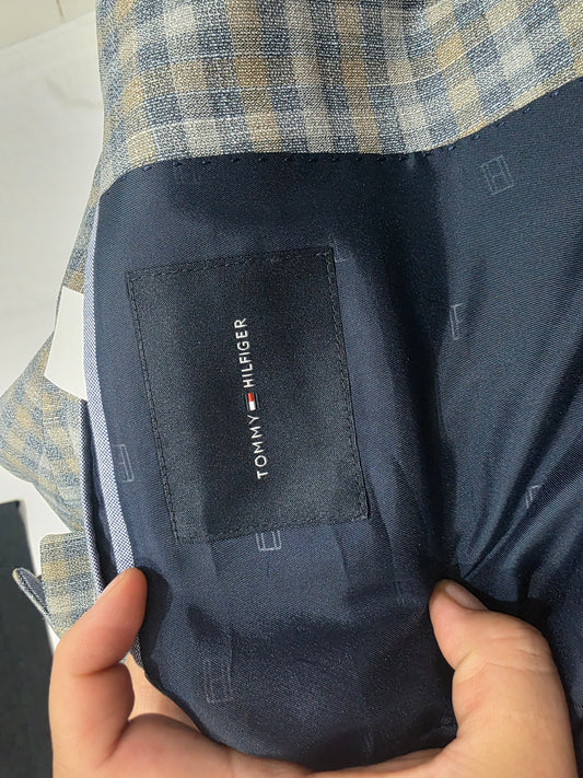Saco Tommy Hilfiger 40s Cuadro Gris Y Cafe