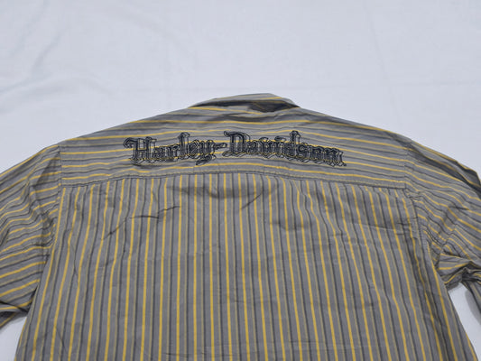 Camisa Harley Davidson Mediana M Lineas Gris Y Amarillo
