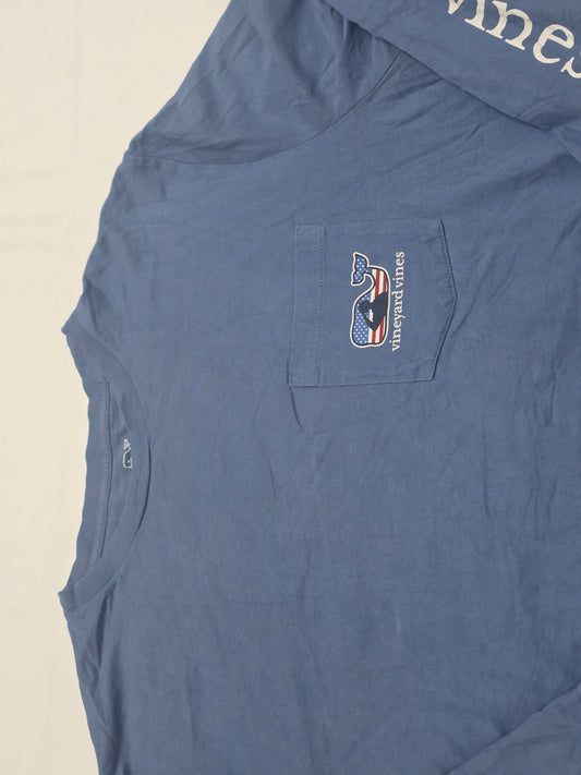 Playera Vineyard Vines Medianam Azul Metalico Ballena Bander