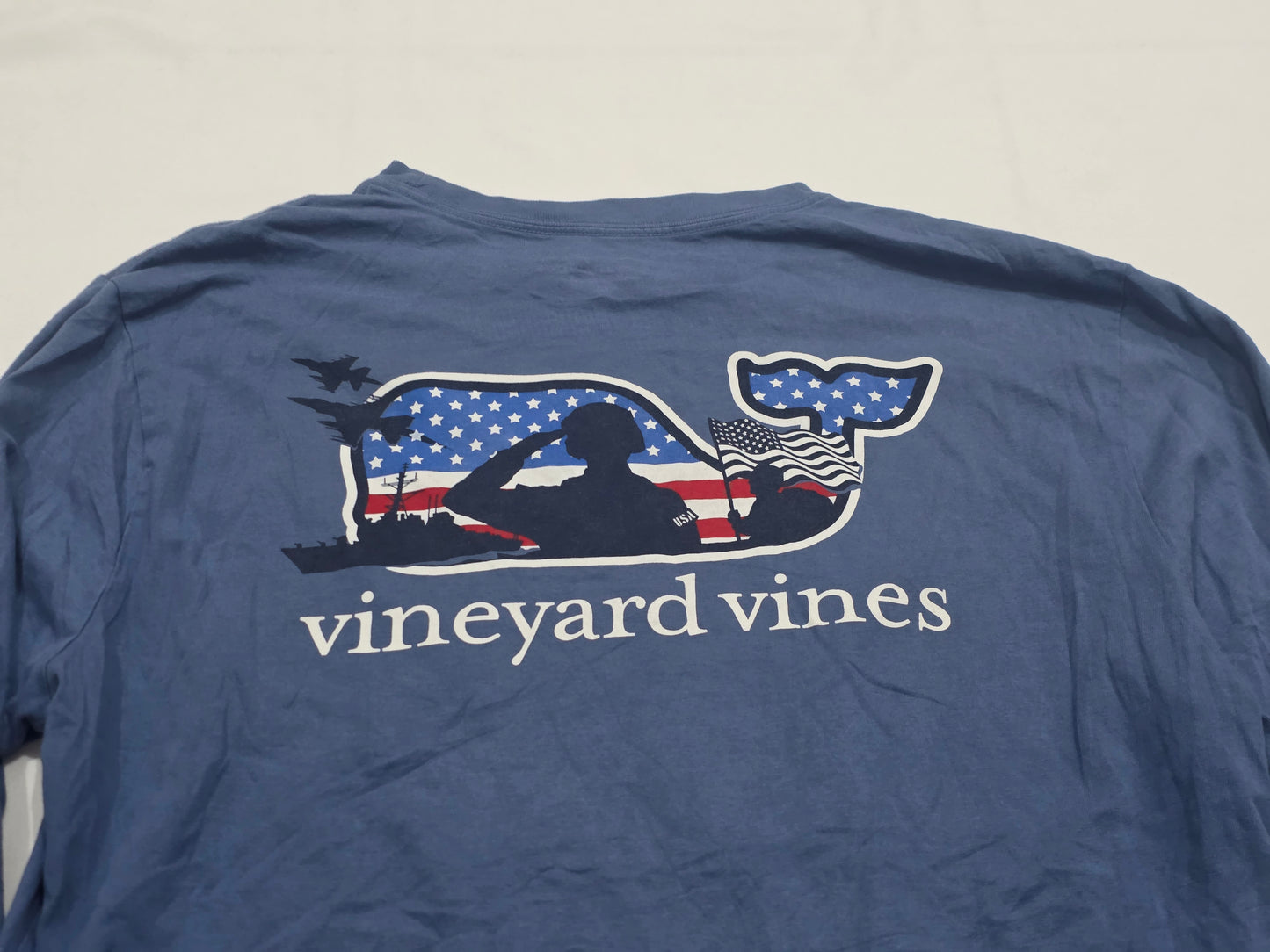 Playera Vineyard Vines Medianam Azul Metalico Ballena Bander