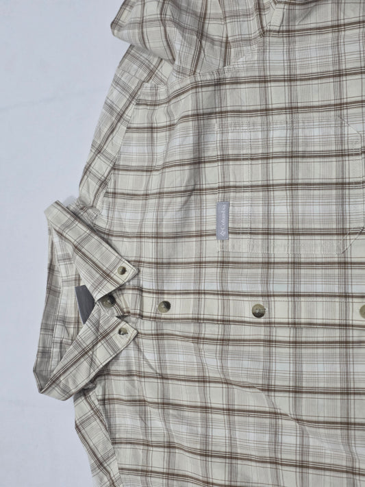 Camisa Columbia Mediana M Cuadro Beige Y Cafe
