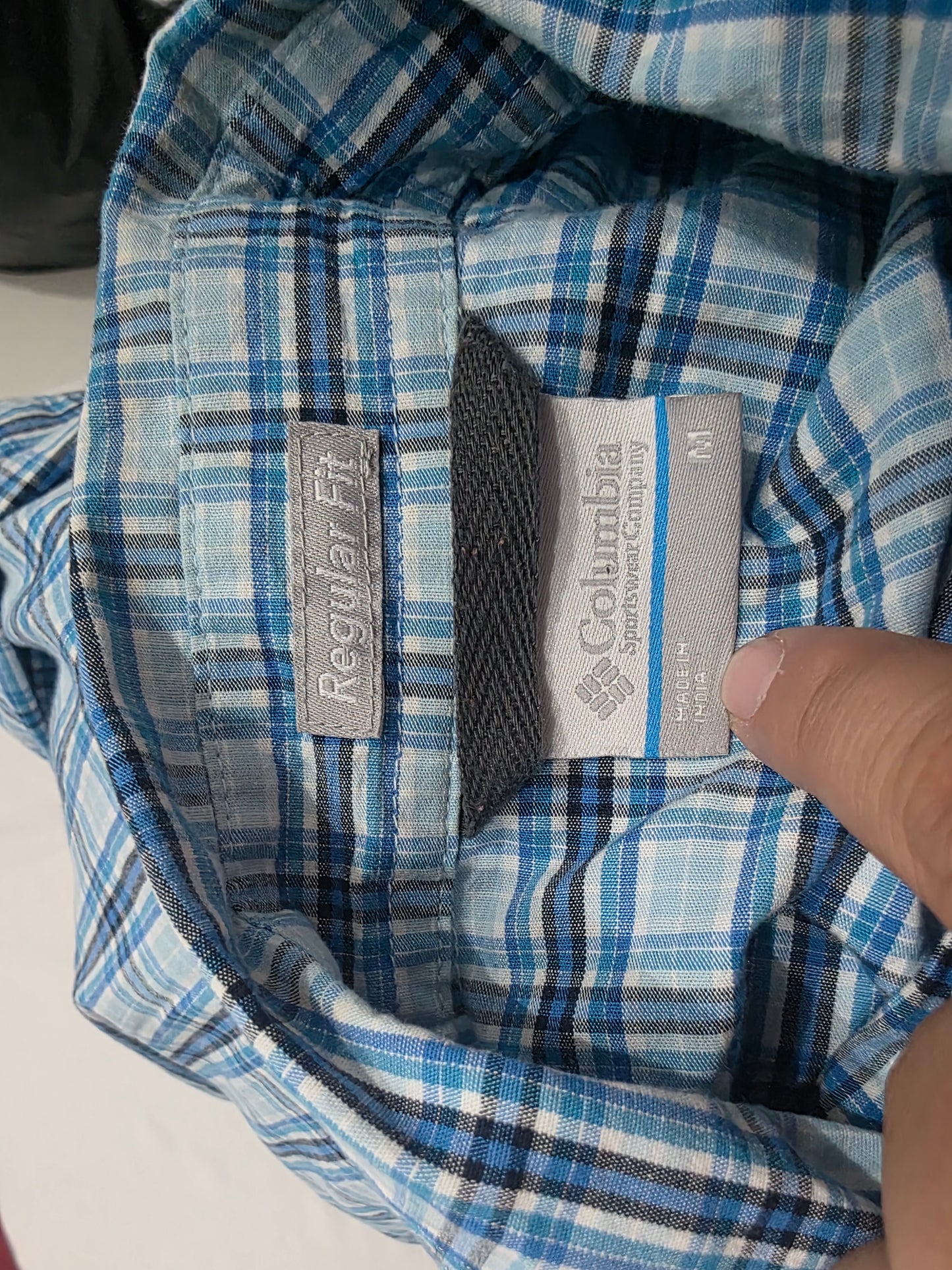 Camisa Columbia Mediana M Cuadro Azul Manga Corta