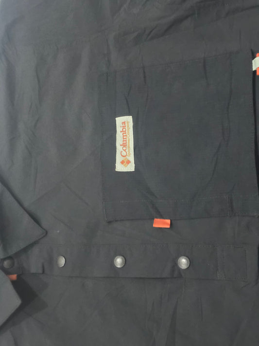 Camisa 3 Botones Columbia Grande L Negra Manga Corta