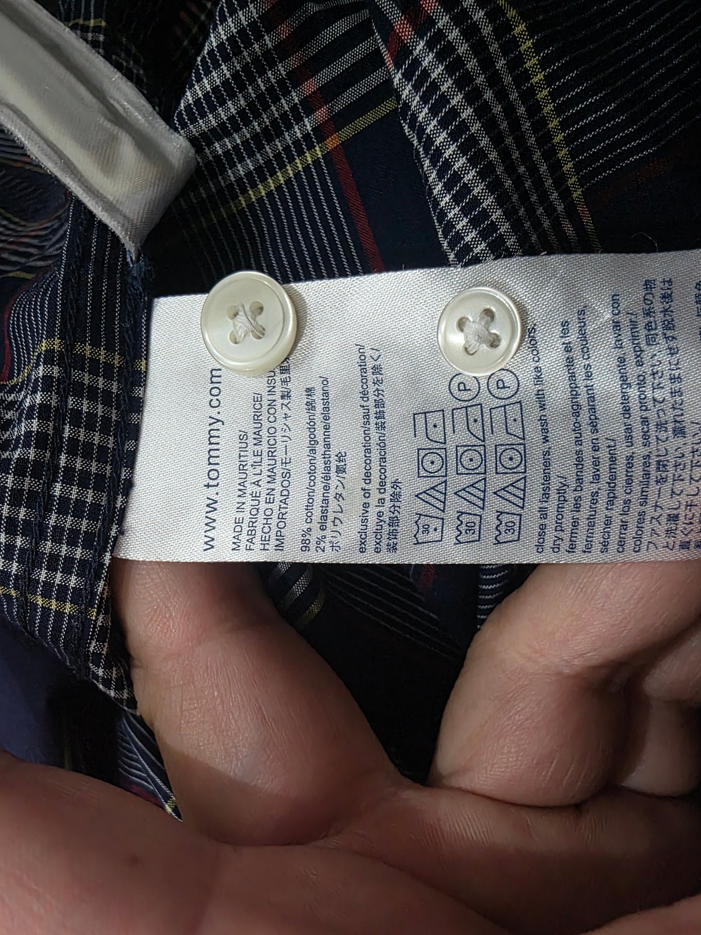 Camisa Tommy Hilfiger Grande L Cuadro Azul Marino