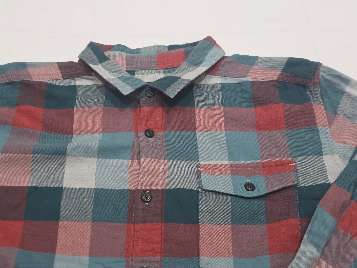 Camisa Patagonia Grande L Verde Y Rojo Cuadro Franela