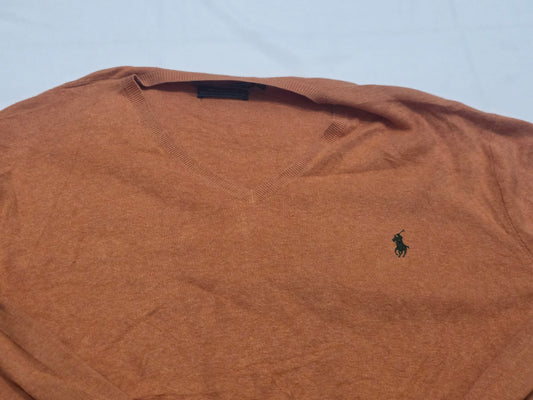 Sueter Ralph Lauren Xgrande Xl Naranja Pony Azul