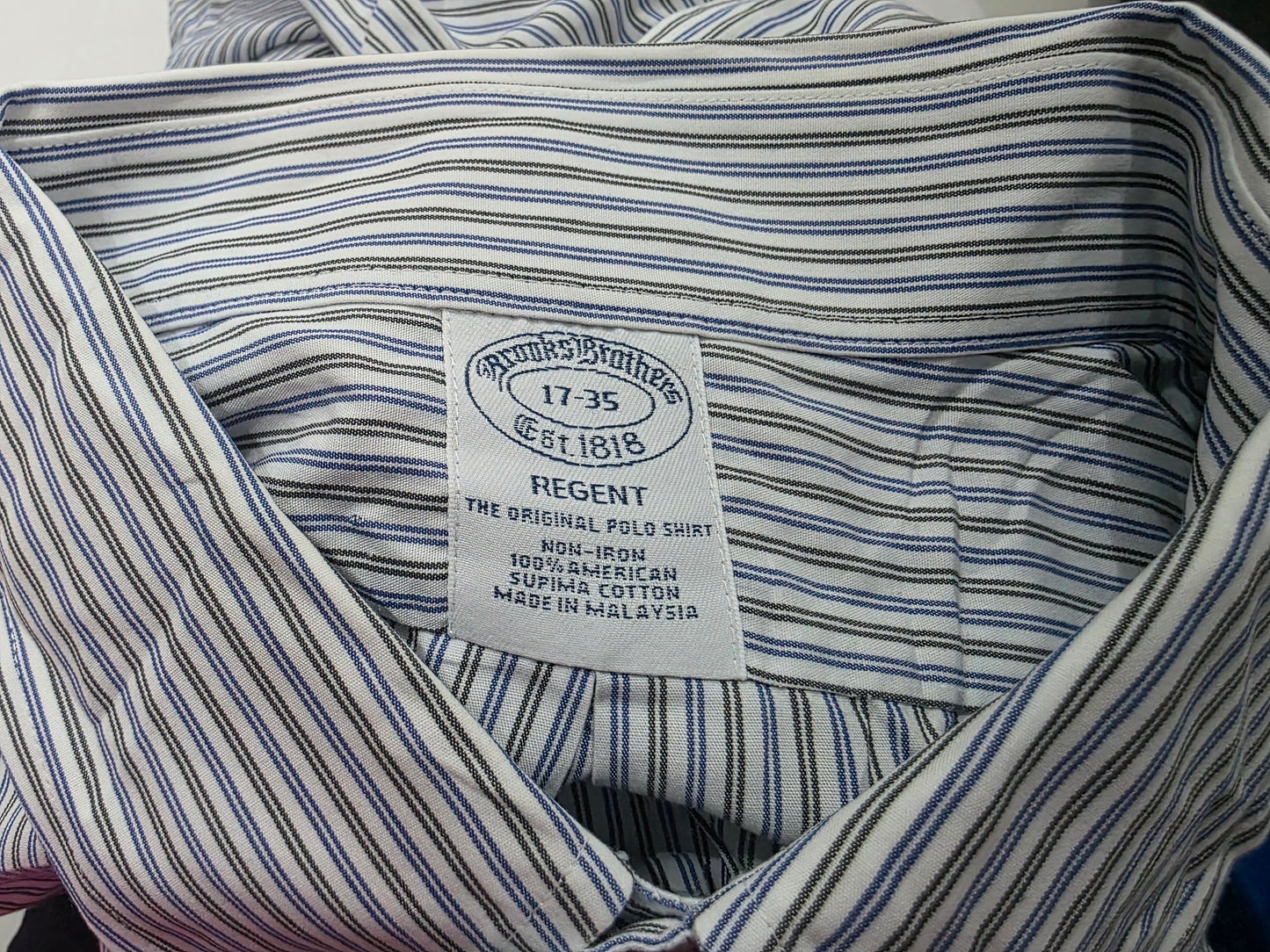 Camisa Brooks Brothers Xl 17 /35 Blanco Linea Azul Y Verde