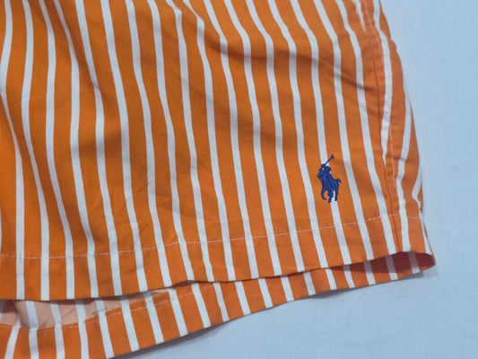 Bermuda Ralph Lauren Xxl Naranja Lineas Pony Azul Banador