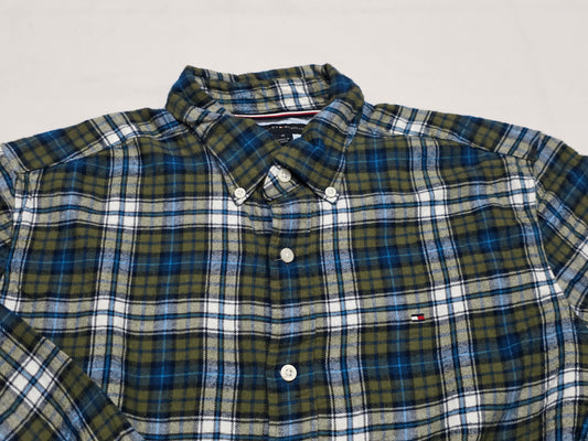 Camisa Tommy Hilfiger Mediana Regular Fit Cuadro Verde Azul (Usado)
