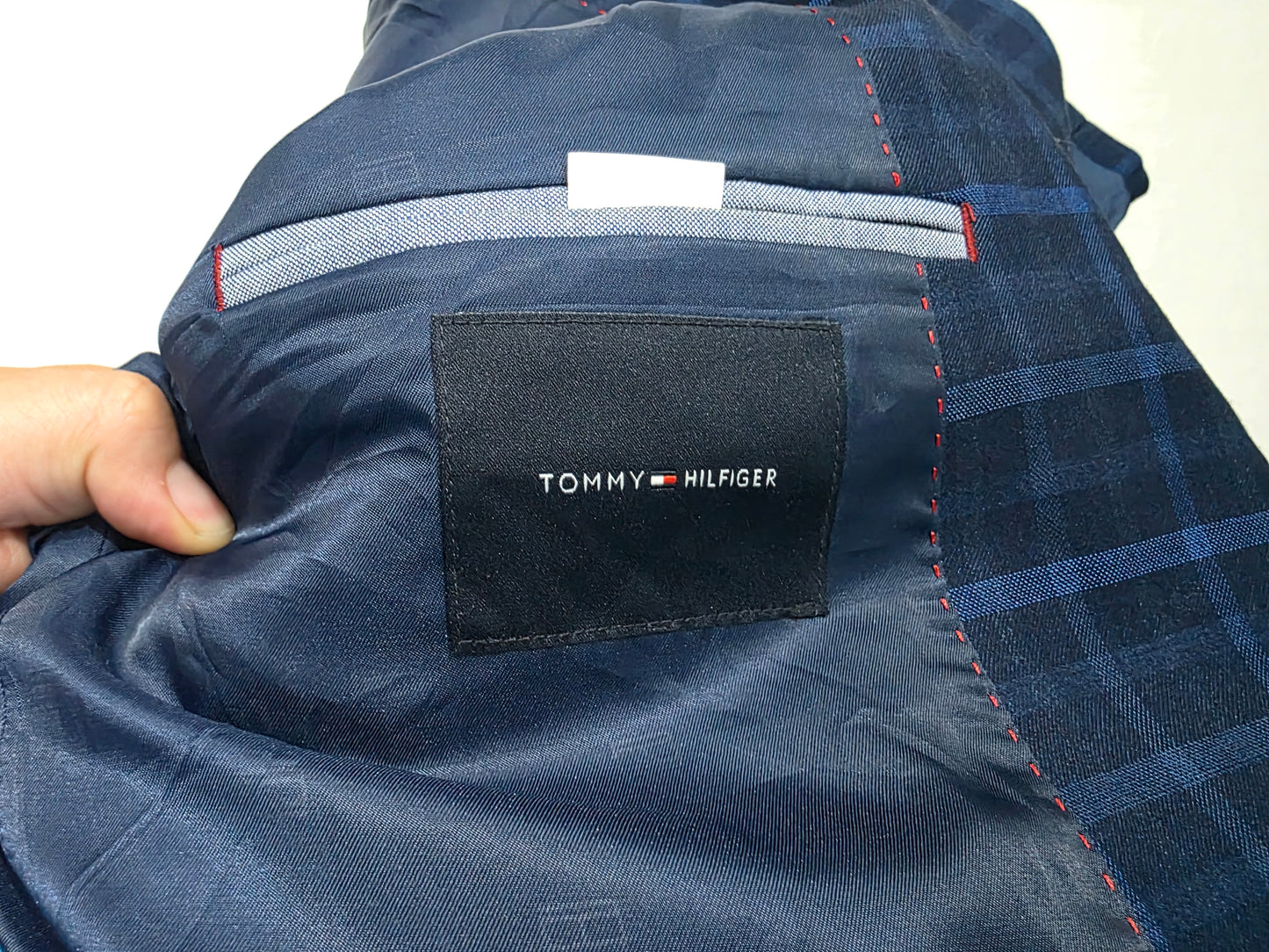 Saco Tommy Hilfiger 44r Cuadro Azul Marino (Usado)