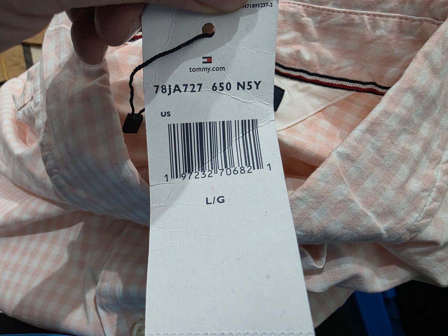Camisa Tommy Hilfiger Grande L Classic Fit cuadro rosa (NUEVO)