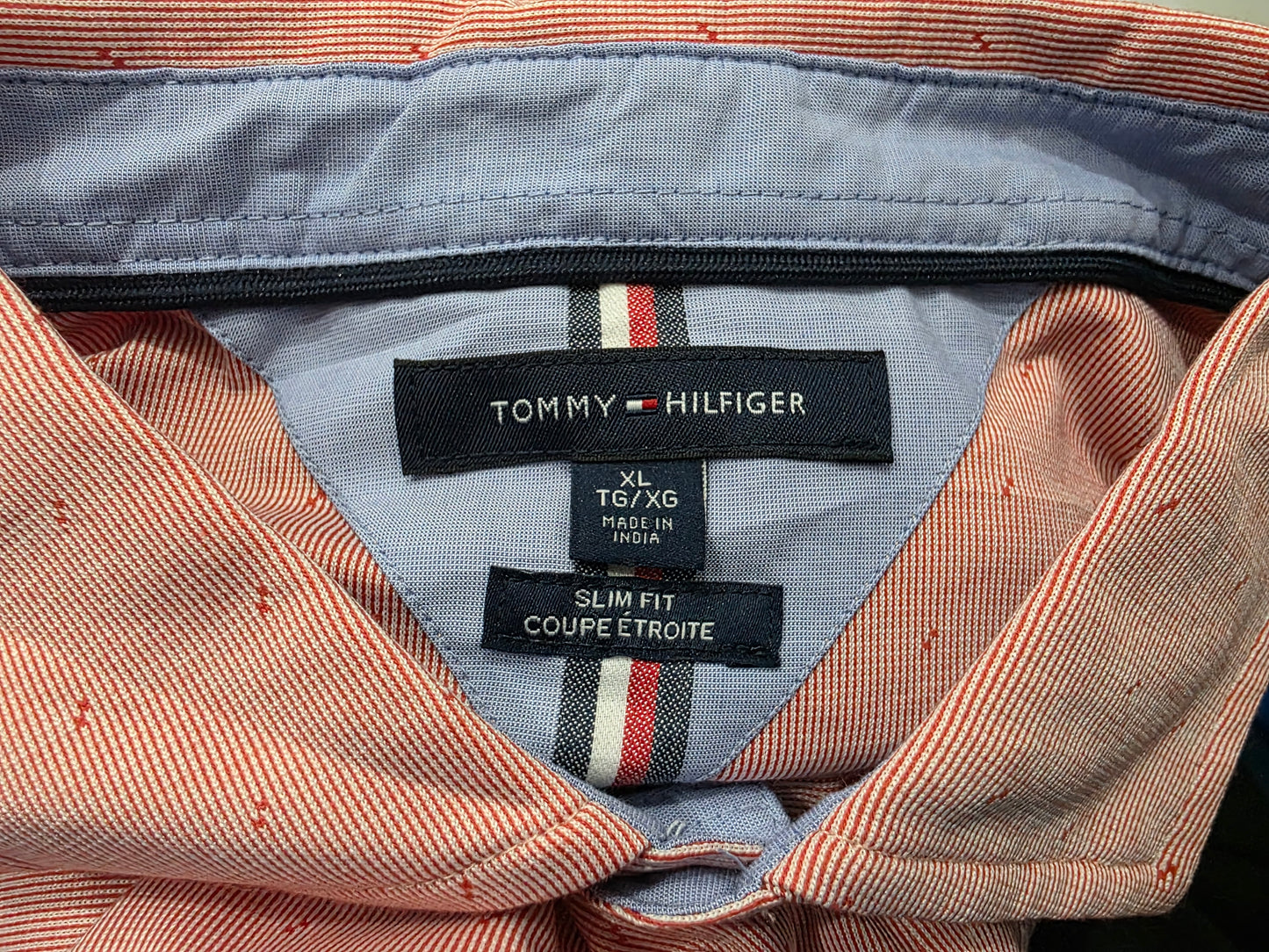 Camisa Tommy Hilfiger Xgrande Slimfit Rojo Y Blanco (Usado)