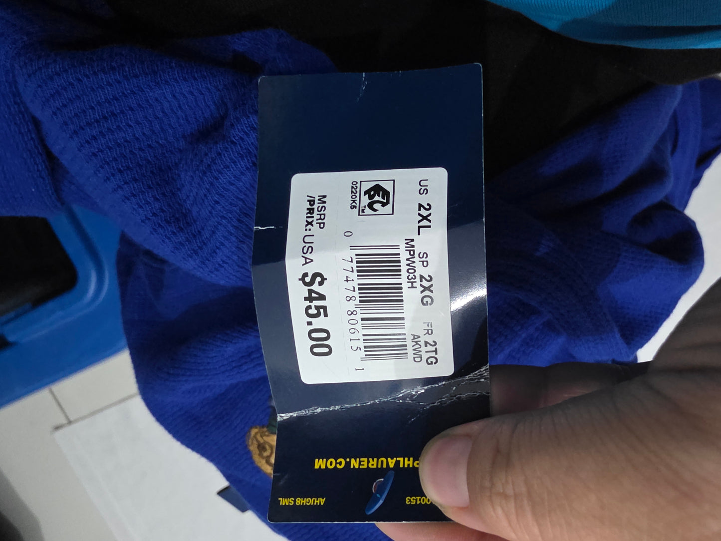 Playera Manga Larga Ralph Lauren Bear Xgrande 2xl Azul (NUEVO)