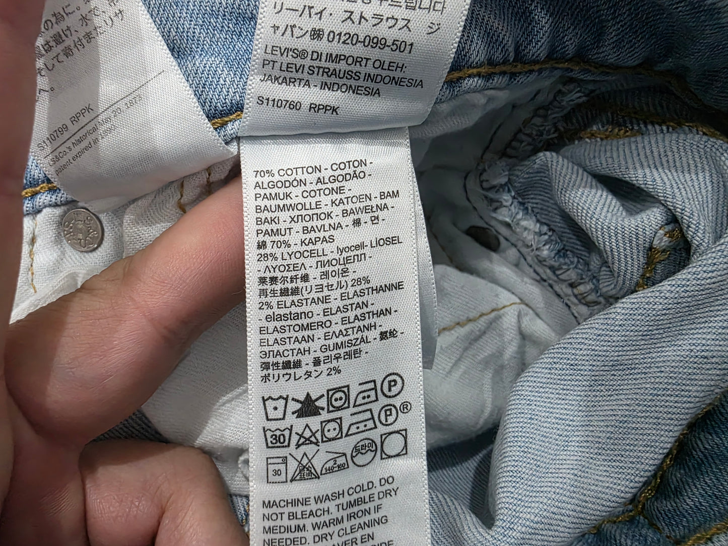 Pantalon Recto Levis 514 30x30 Azul Claro (Usado)