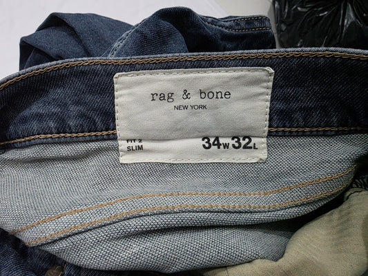 Pantalon Slimfit Rag And Bone 34x32 Azul (Usado)