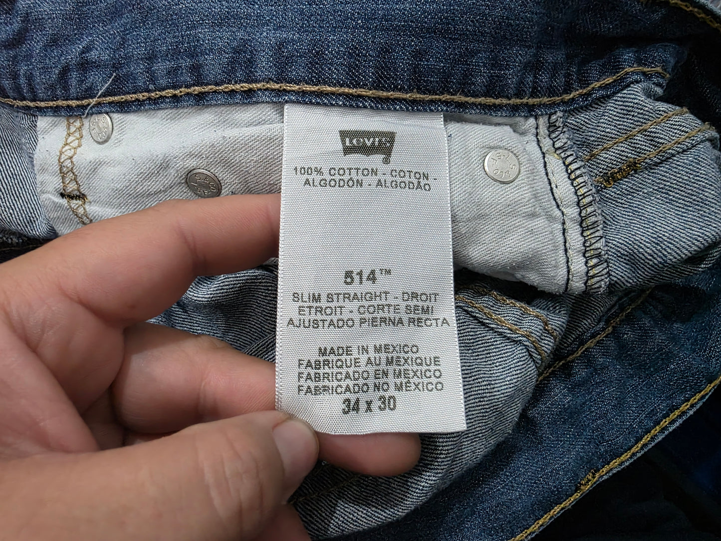 Pantalon Recto Levis 514 34x30 Azul (Usado)