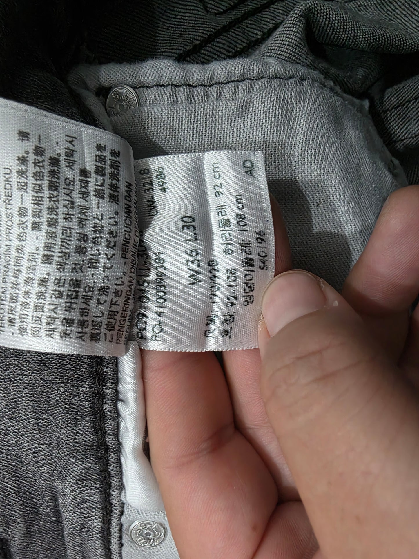 Pantalon Slimfit Levis 511 36x30 Gris (Usado)