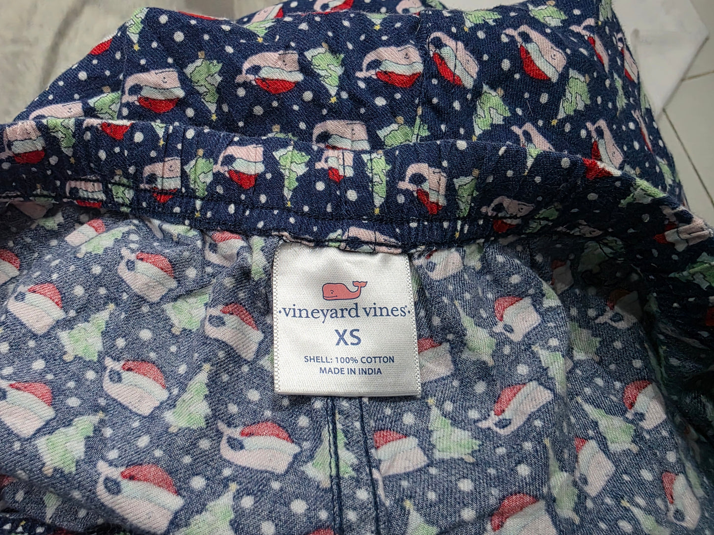 Pantalon Pijama Vineyard Vines Navidad Xchico Xs Azul (Usado)
