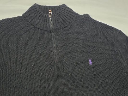 Sueter Ralph Lauren Xgrande Negro Pony Morado Cierre Corto (Usado)