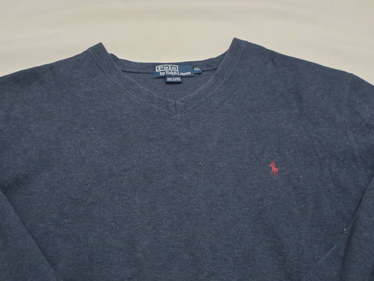 Sueter Ralph Lauren Xgrande Xl Azul Pony Rojo Cuello V (Usado)