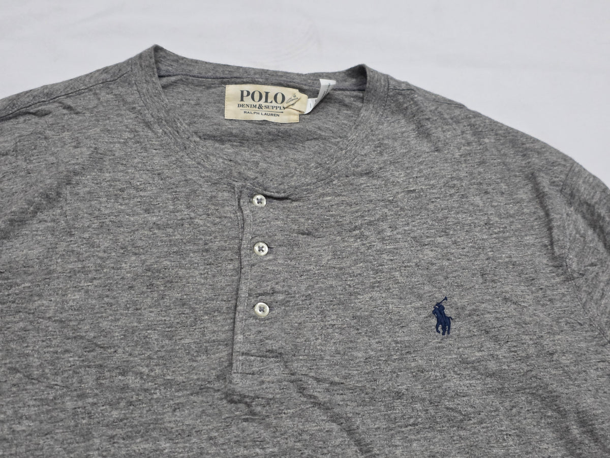 Playera Ralph Lauren Xgrande Xl Gris Pony Azul 3 Botones (Usado)