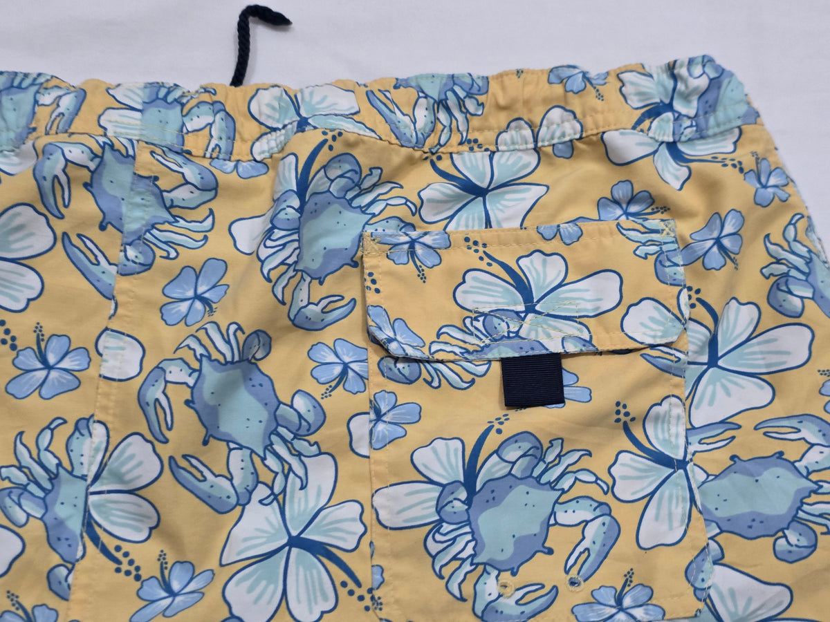Bermuda Vineyard Vines Xgrande Xl Amarillo Flores Azules (Usado)