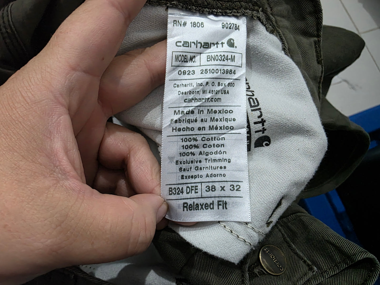 Pantalon Relaxed Fit Carhartt 38x32 Verde (Usado)