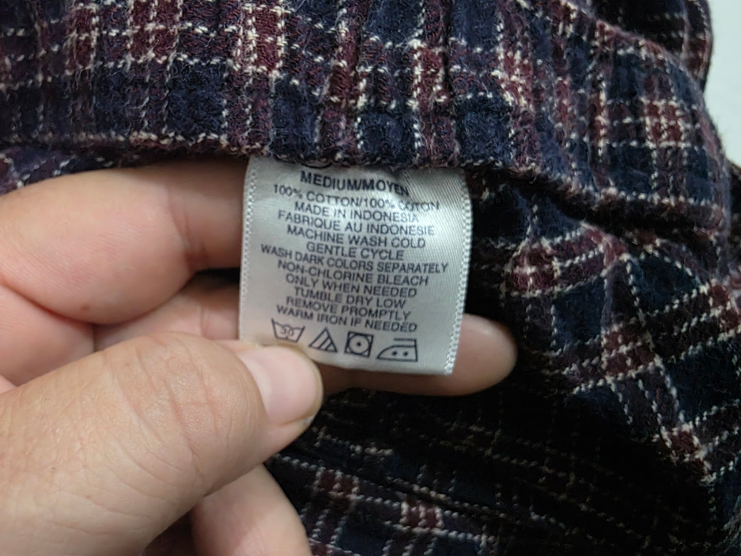 Pijama Tommy Hilfiger Mediana M Cuadro Vino Y Azul