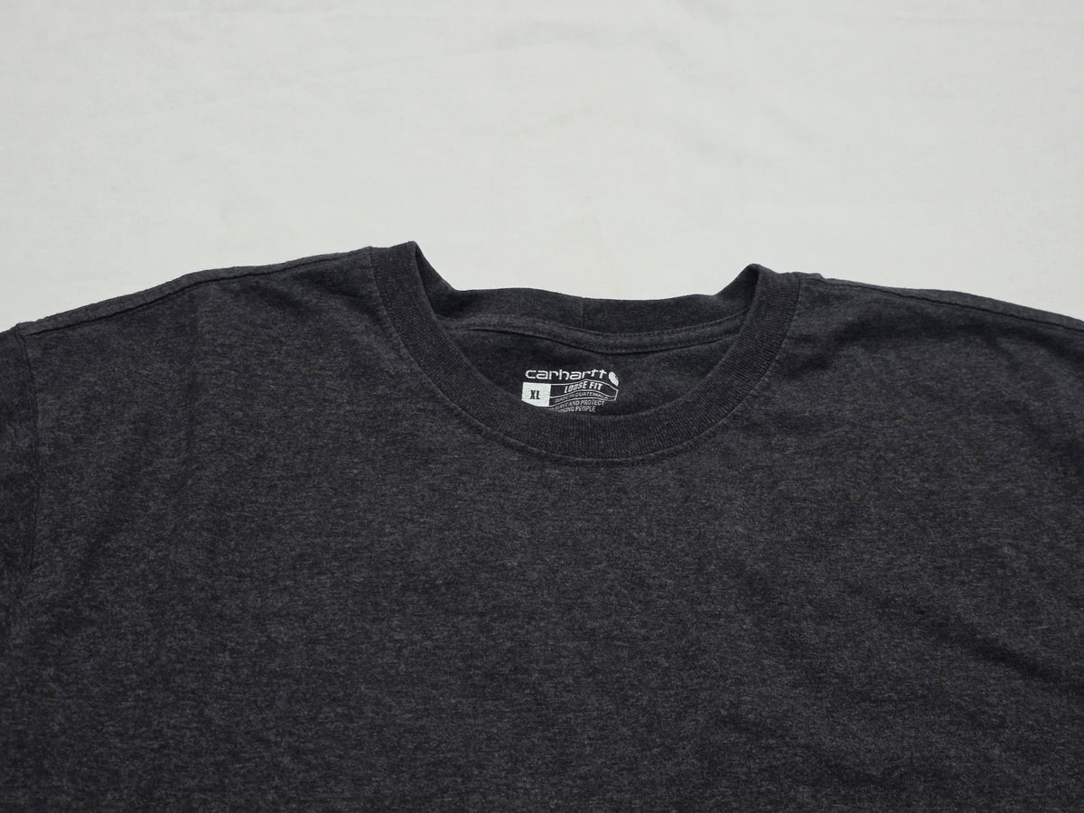 Playera Manga Larga Carhartt Xgrande Xl Gris Letras Naranja