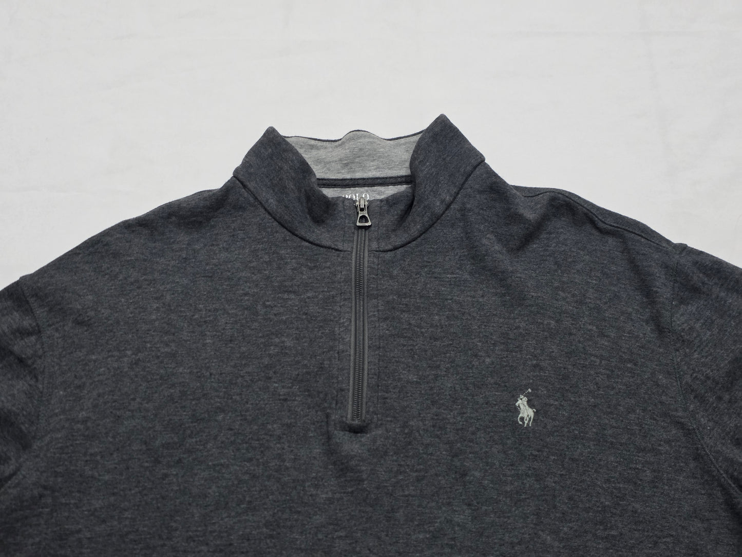 Sueter Ralph Lauren Xgrande Xl Gris Pony Gris Cierre Corto