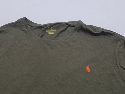 Playera Manga Larga Ralph Lauren 2xl Verde Pony Naranja