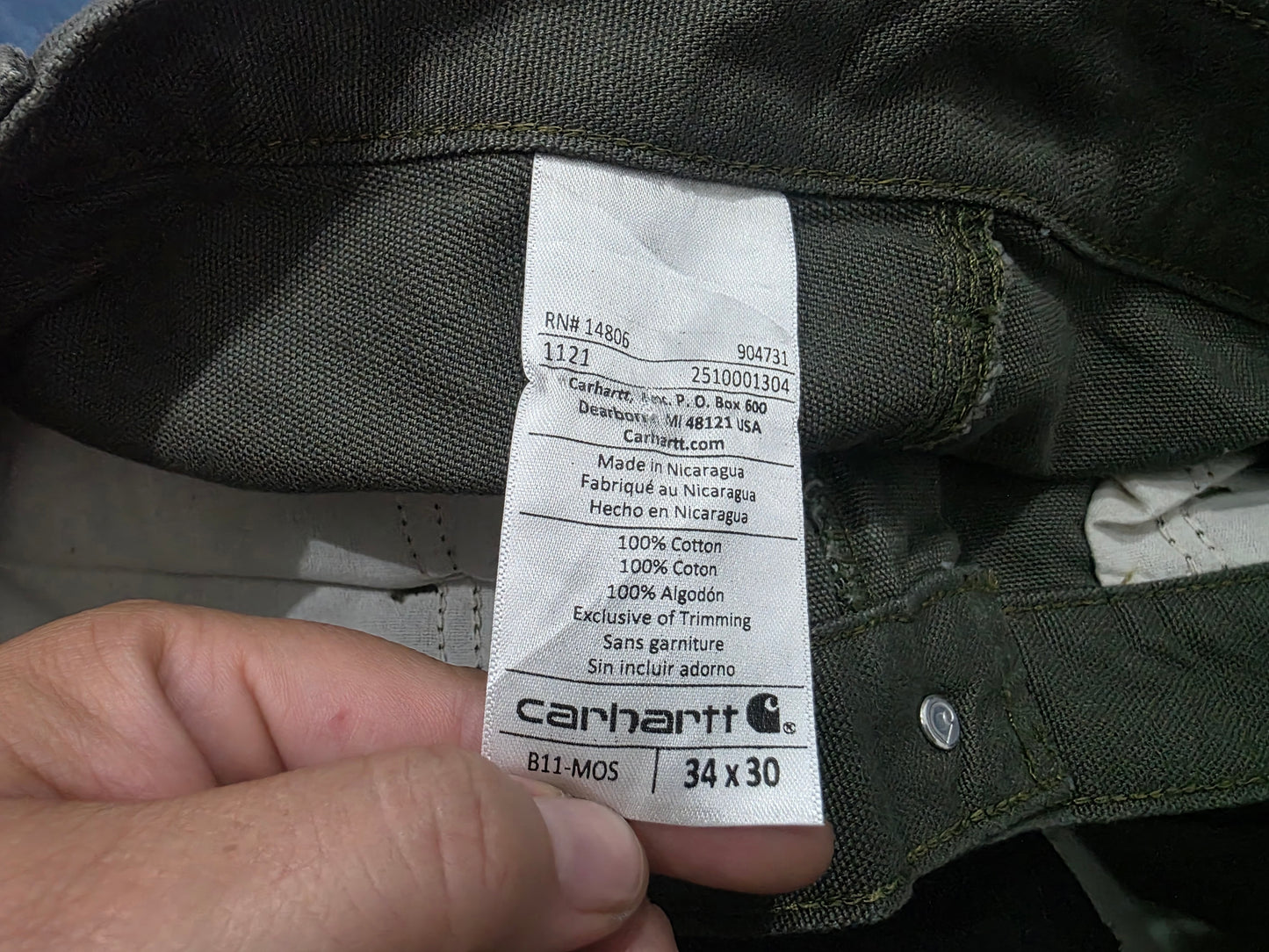 Pantalon Relaxed Fit Carhartt 34x30 Verde (Usado)