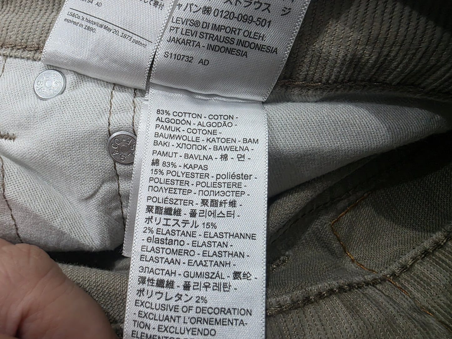 Pantalon Levis 511 38x30 Slimfit Cafe Claro (Usado)