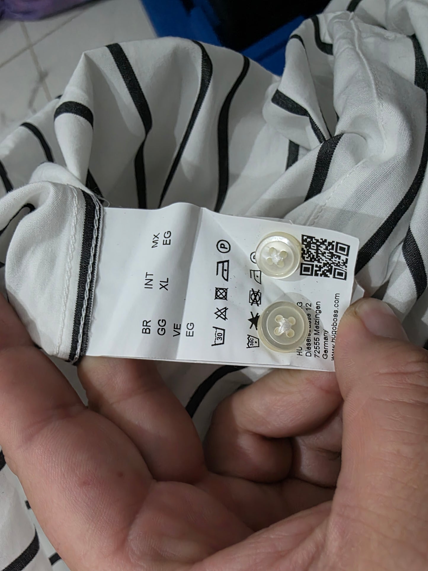 Camisa Relaxed Fit Hugo Boss Xgrande Xl Blanca Linea Negra (Usado)