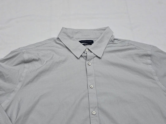 Camisa Slimfit Tommy Hilfiger 2xl Cuadro Gris Y Azul (Usado)
