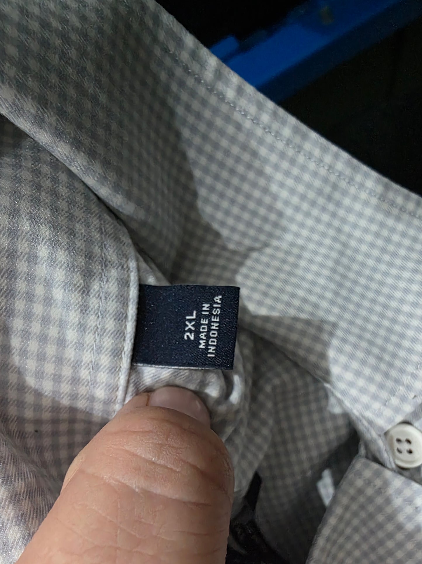 Camisa Slimfit Tommy Hilfiger 2xl Cuadro Gris Y Azul (Usado)