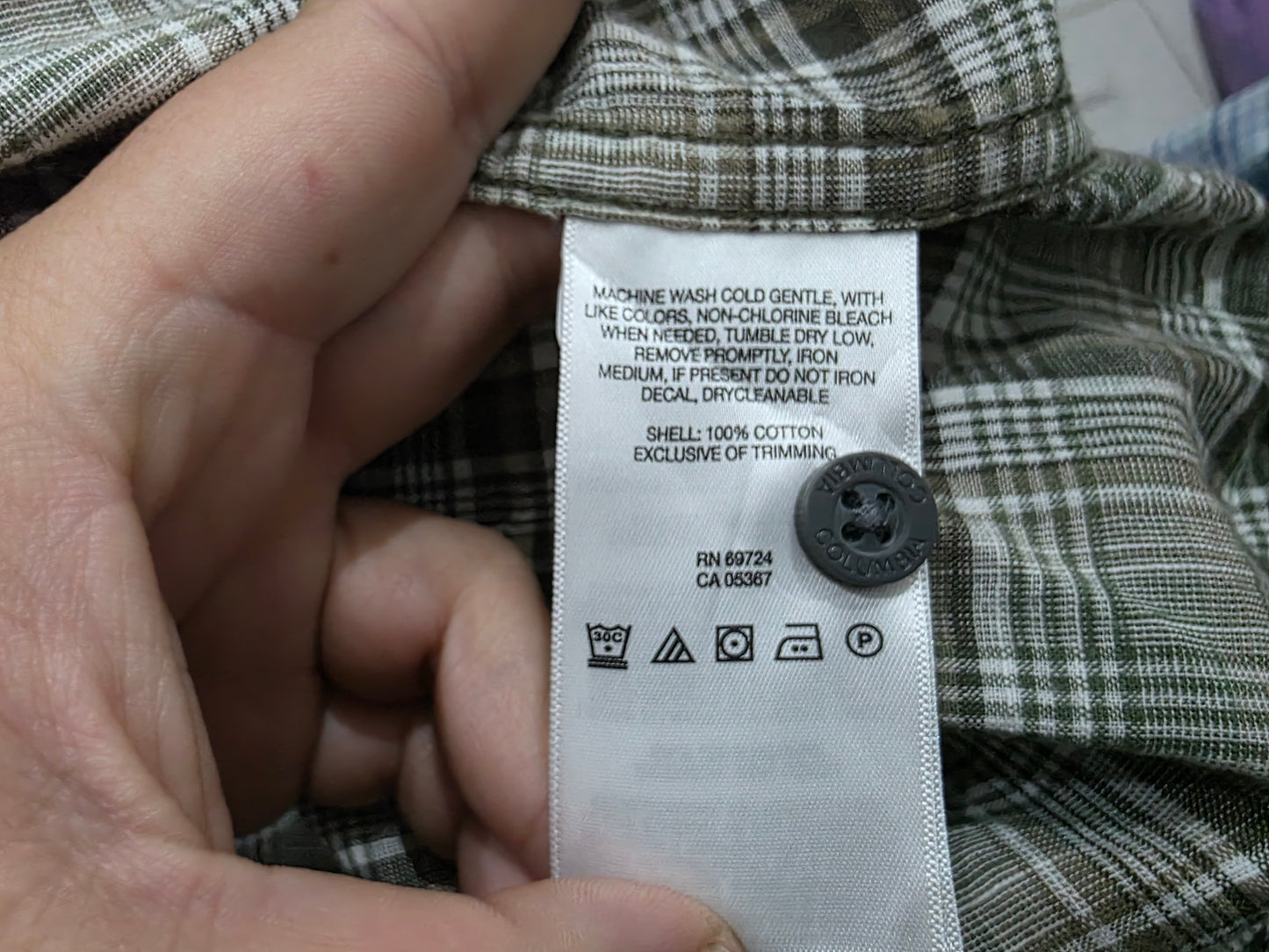 Camisa Manga Corta Columbia Grande L Regular Fit Cuadro Verd (Usado)