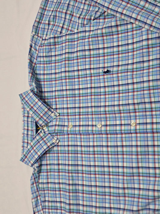 Camisa Ralph Lauren 2xl Big Performance Cuadro Azul Pony Azu (Usado)