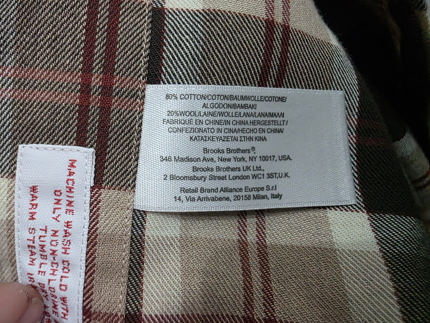 Camisa Brooks Brothers Mediana M Cuadro Cafe