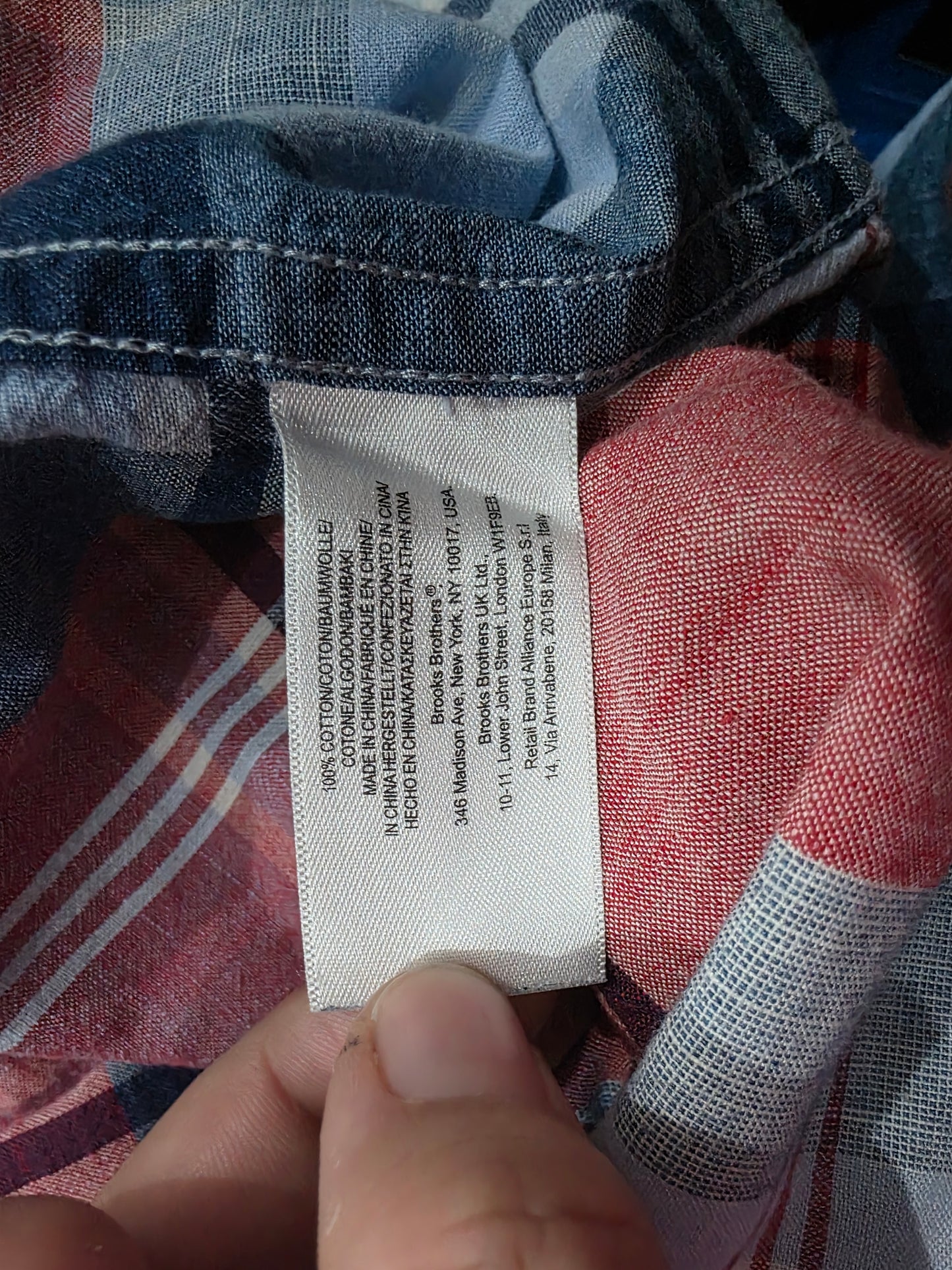 Camisa Brokks Brothers Mediana M Cuadro Azul Y Rojo
