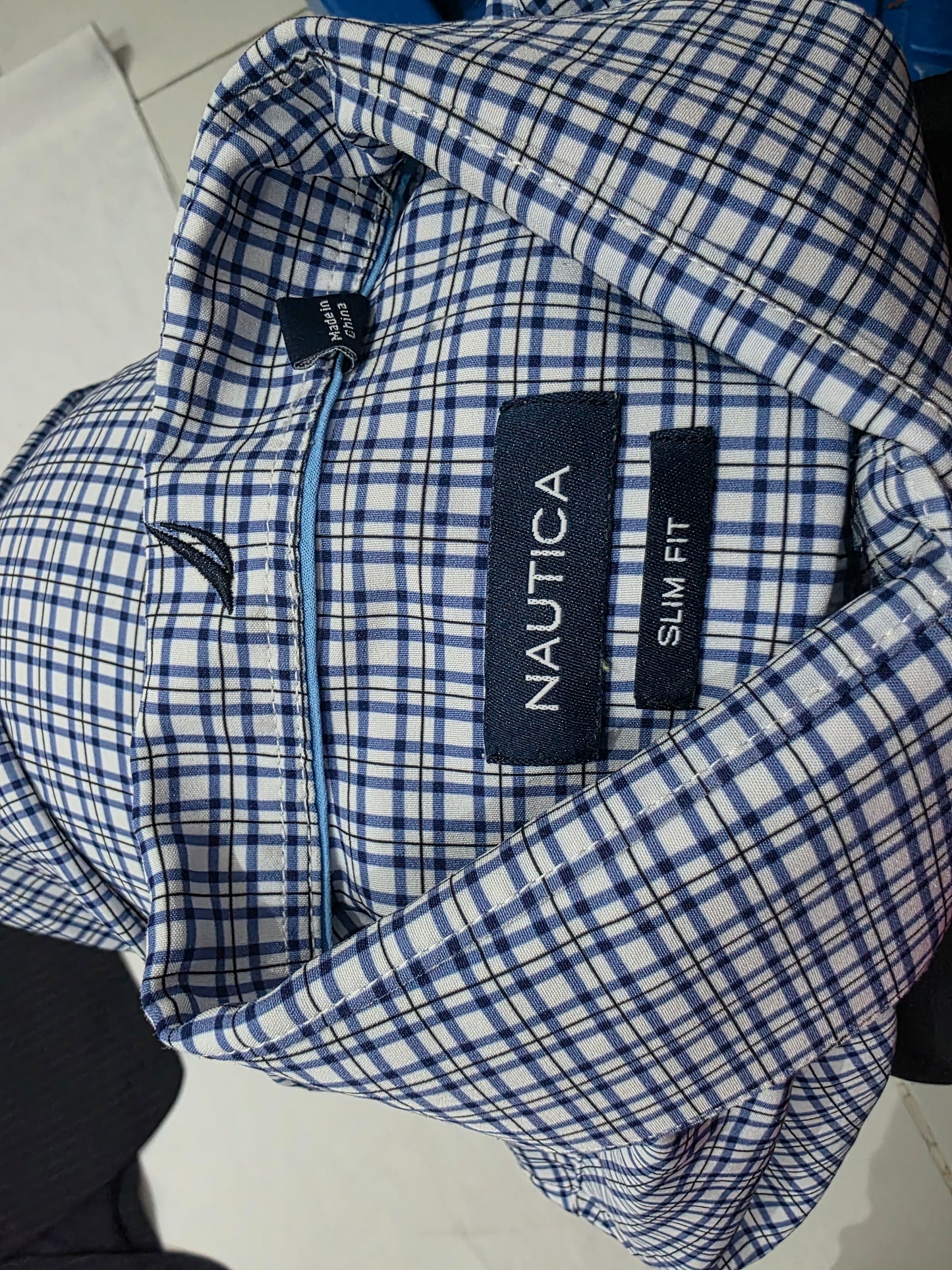 Camisa Nautica Mediana M Cuadro Azul Y Blanco