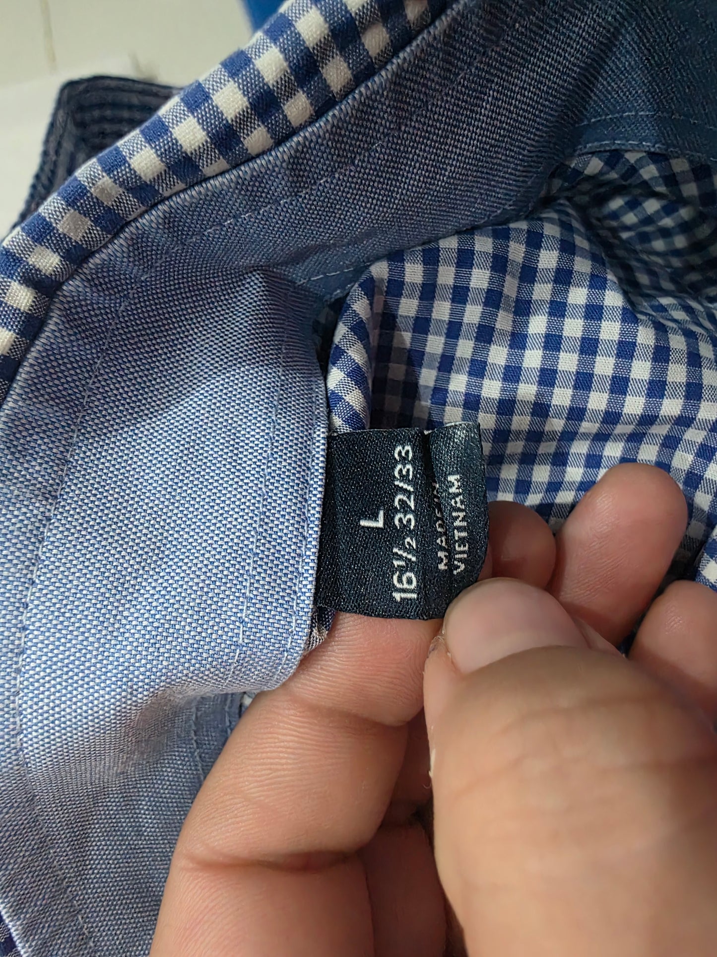 Camisa Nautica Grande L 16 1/2 Cuadro Azul Y Blanco