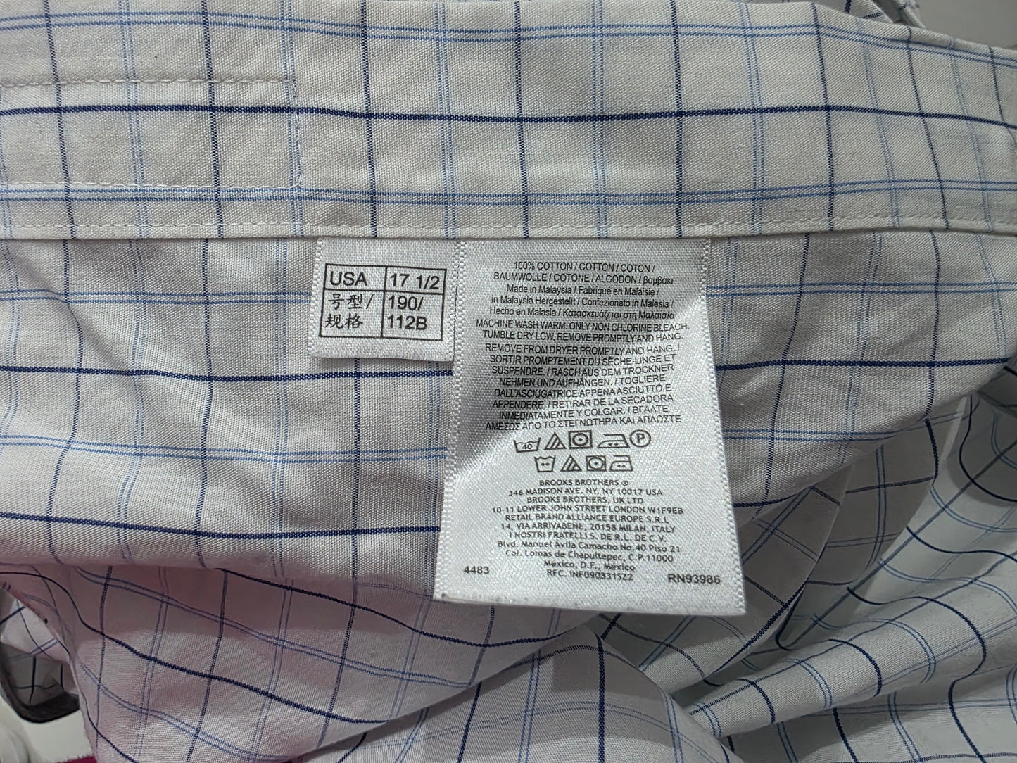 Camisa Brooks Brothers Xgrande Xl Cuadro Blanco