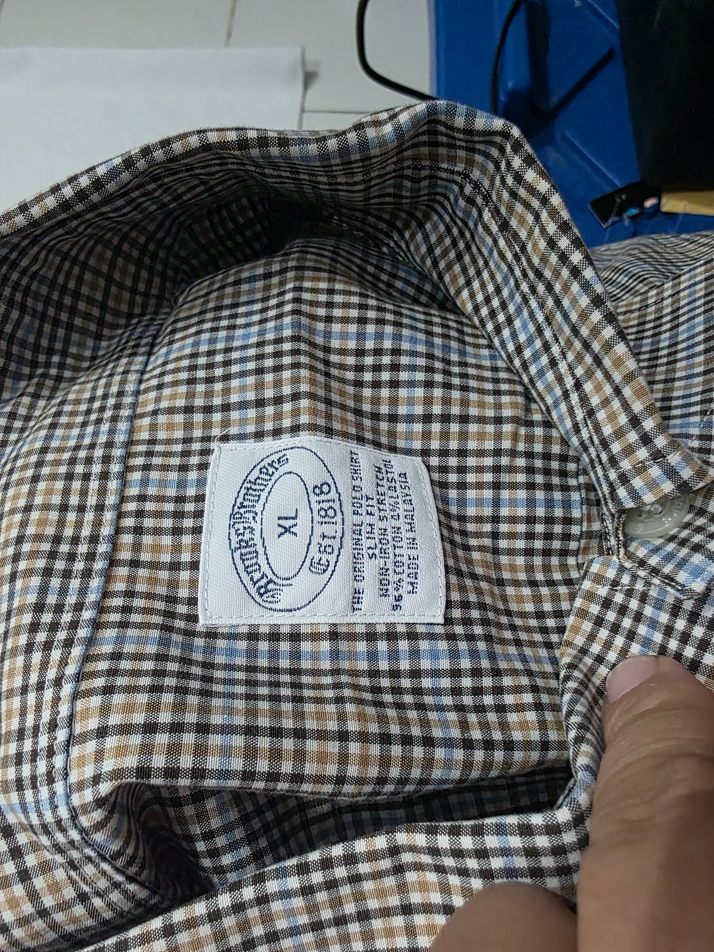 Camisa Brooks Brothers Xgrande Xl Cuadro Cafe Y Azul