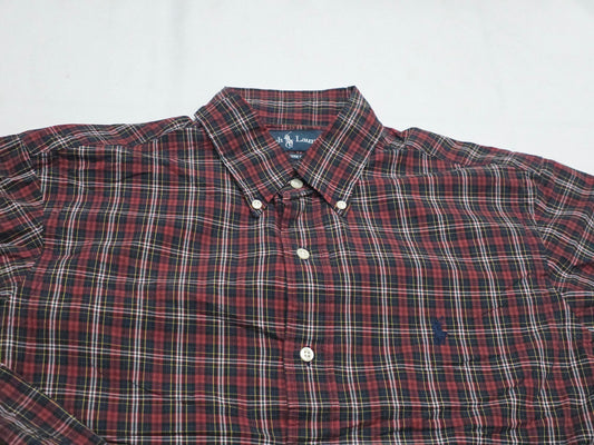 Camisa Ralph Lauren Mediana M Cuadro Rojo Y Negro Custom Fit