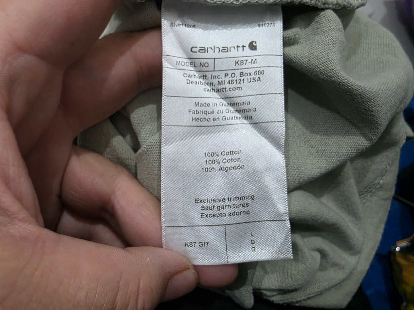 Playera Carhartt Grande L Verde Grisaceo
